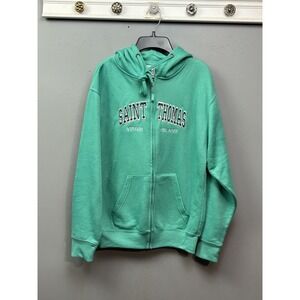 Saint Thomas Hoodie Mens Small Green Full Zip  Virgin Islands Sweatshirt